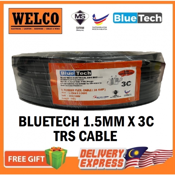 BLUETECH TRS CABLE 1.5mm X 3 CORE BLACK